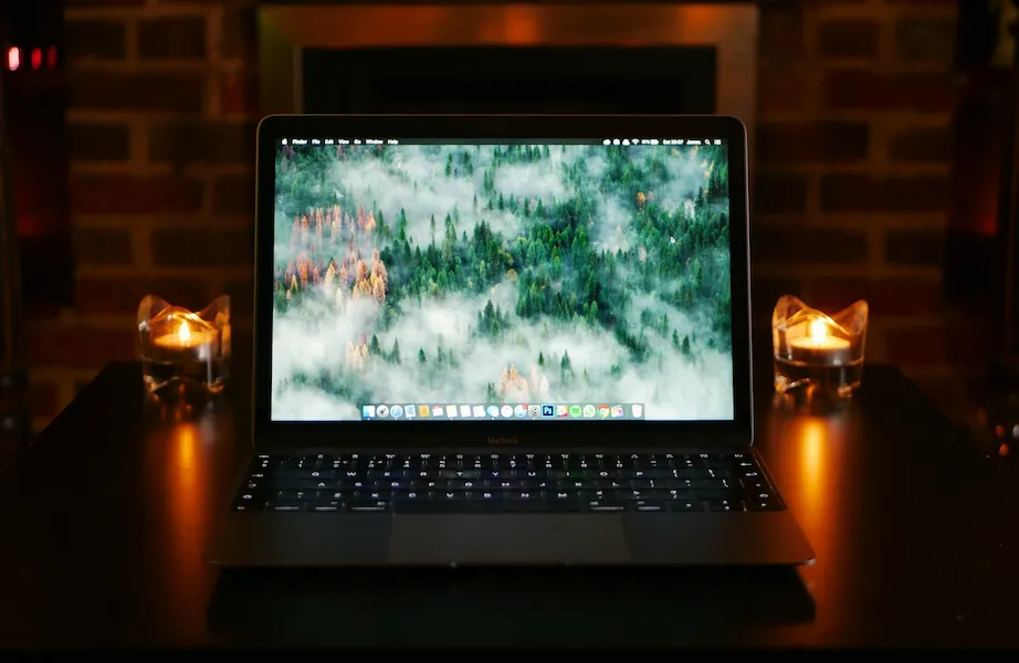 Trading laptop on professional desk